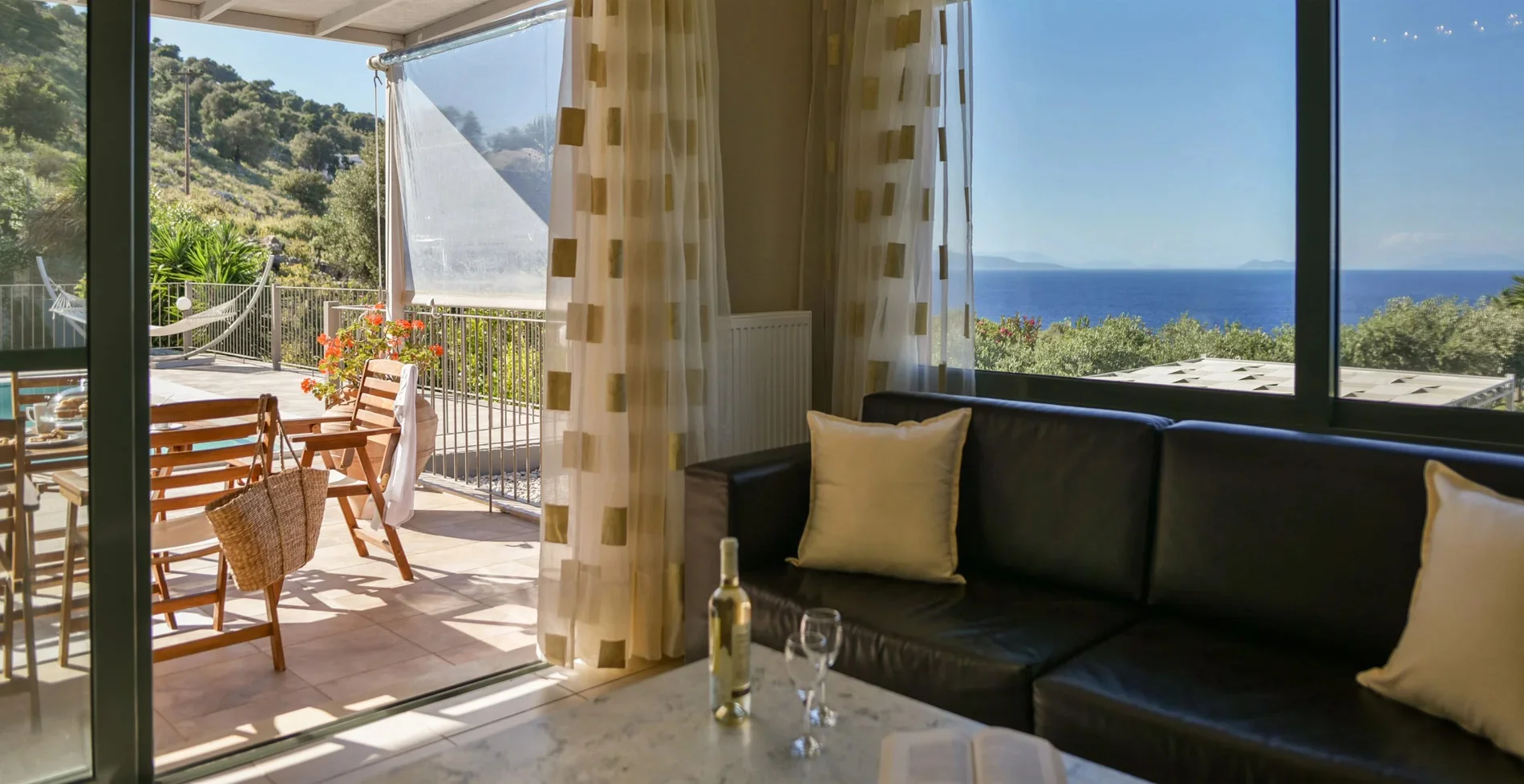 Spacious living room at Villa Skala Acqua in Kefalonia